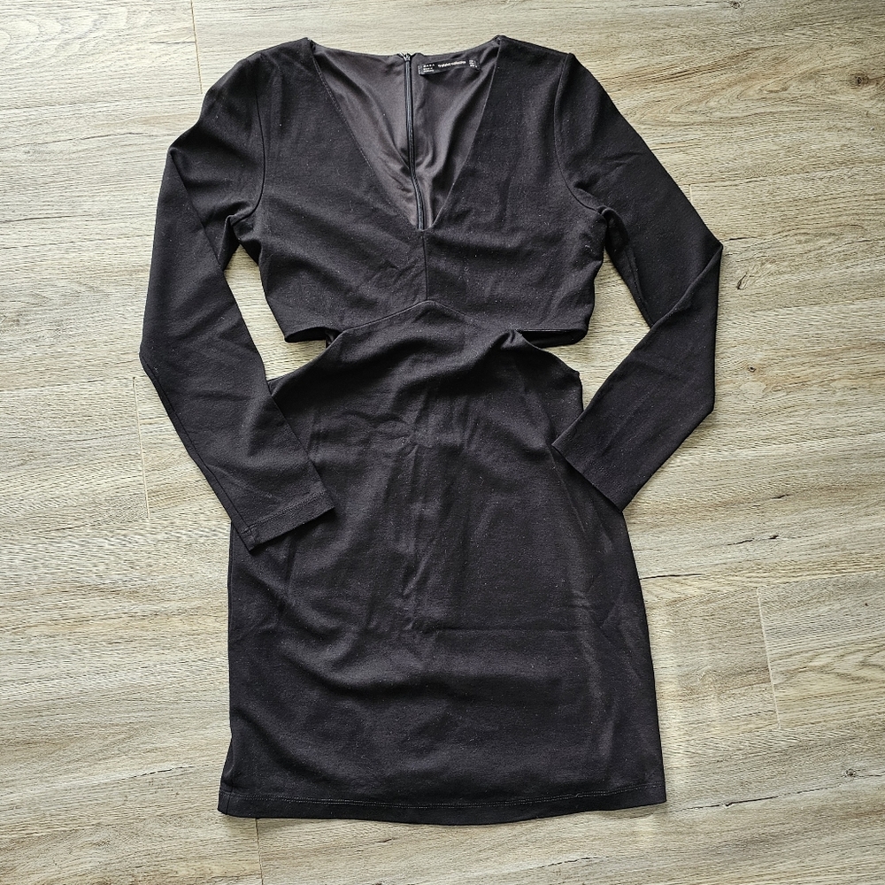 Zara Trafuluc Bodycon Cutout Long Sleeve Black Dress - Picture 2 of 8